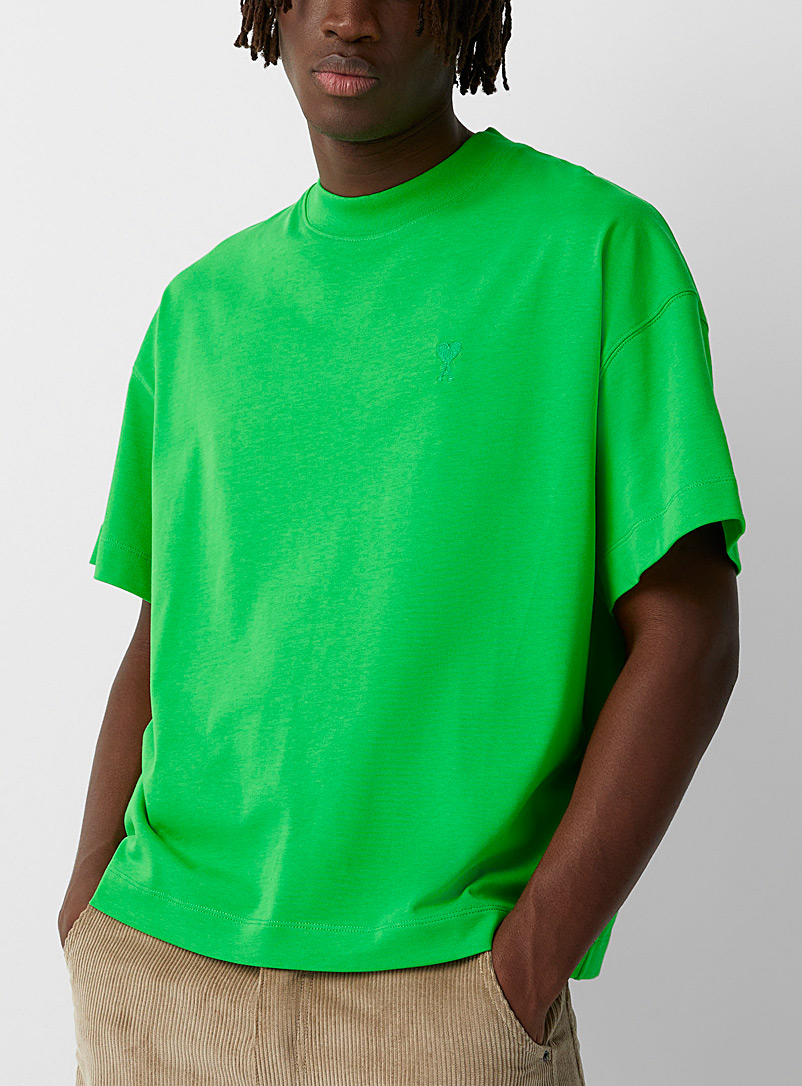 Ami Green Ami de Coeur tonal logo T-shirt for men