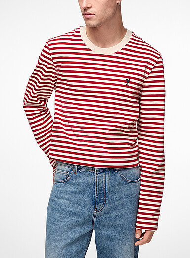 Ami Red/Stripes Ami de Coeur sailor stripes long-sleeve T-shirt Unisex for men