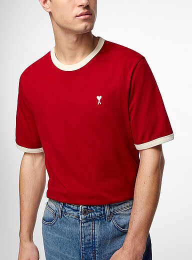 Ami Red Ami de C&oelig;ur boxy ringer T-shirt for men
