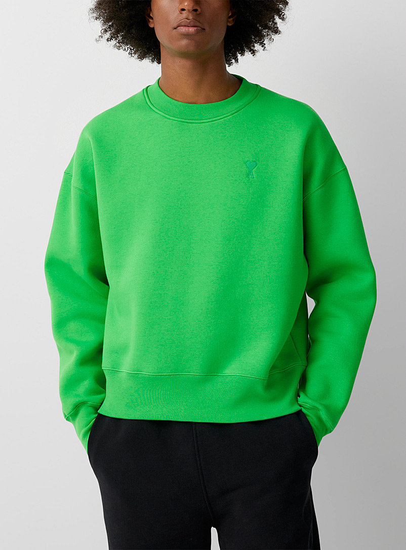 Ami Green Ami de Coeur bright mini-logo sweatshirt for men