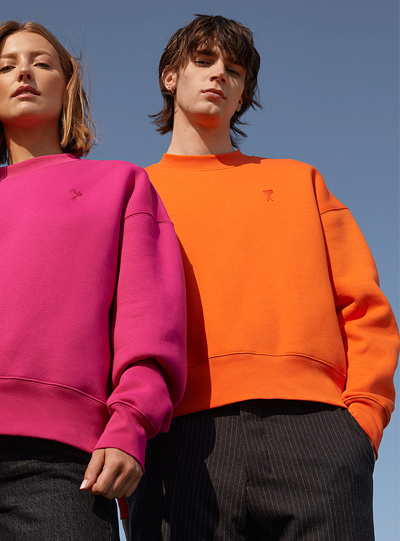 Ami Orange Ami de Coeur bright mini-logo sweatshirt for men
