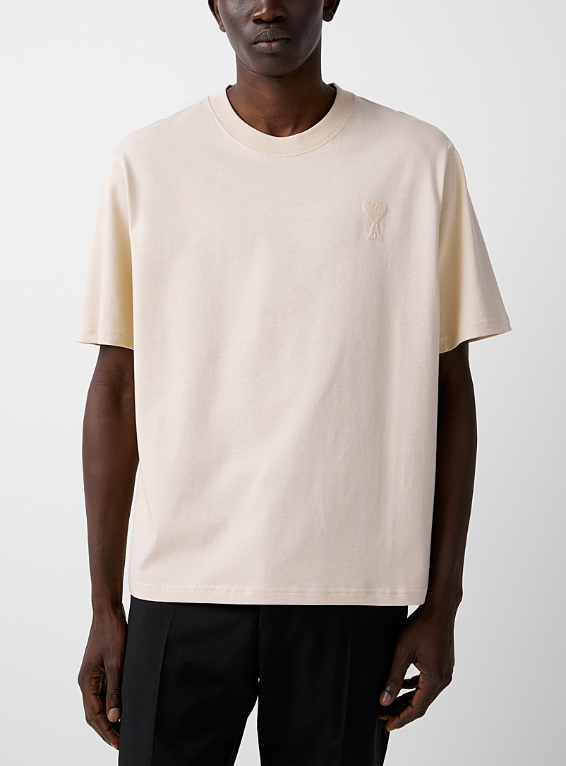 Ami Ivory White Ami de Coeur pastel T-shirt for men
