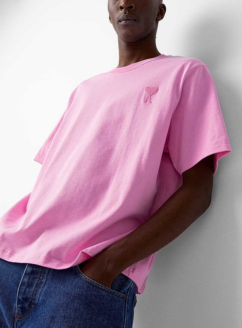 Ami: Le t-shirt Ami de Coeur pastel Rose pour homme