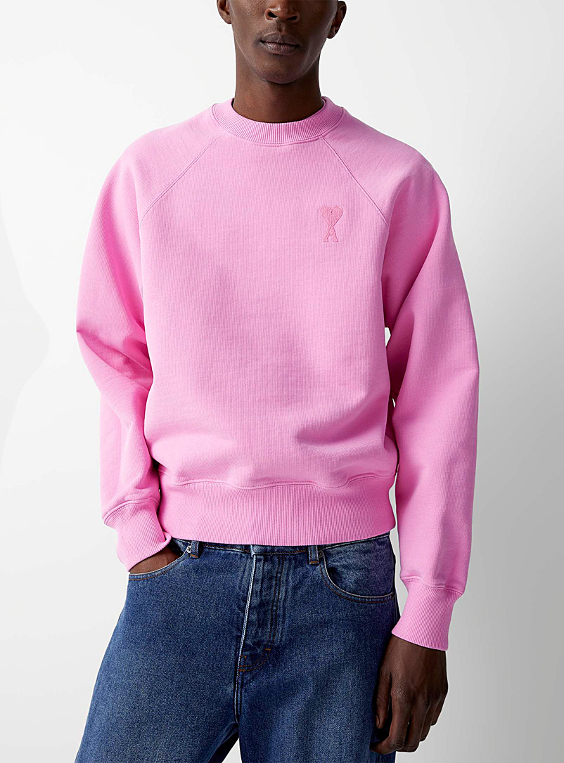 Ami Pink Ami de Coeur pastel sweatshirt for men