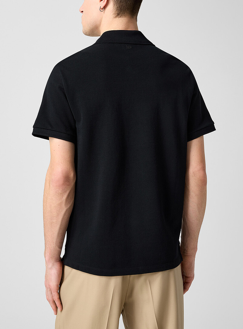 Ami: Le polo piqu&eacute; minilogo brod&eacute; Noir pour homme