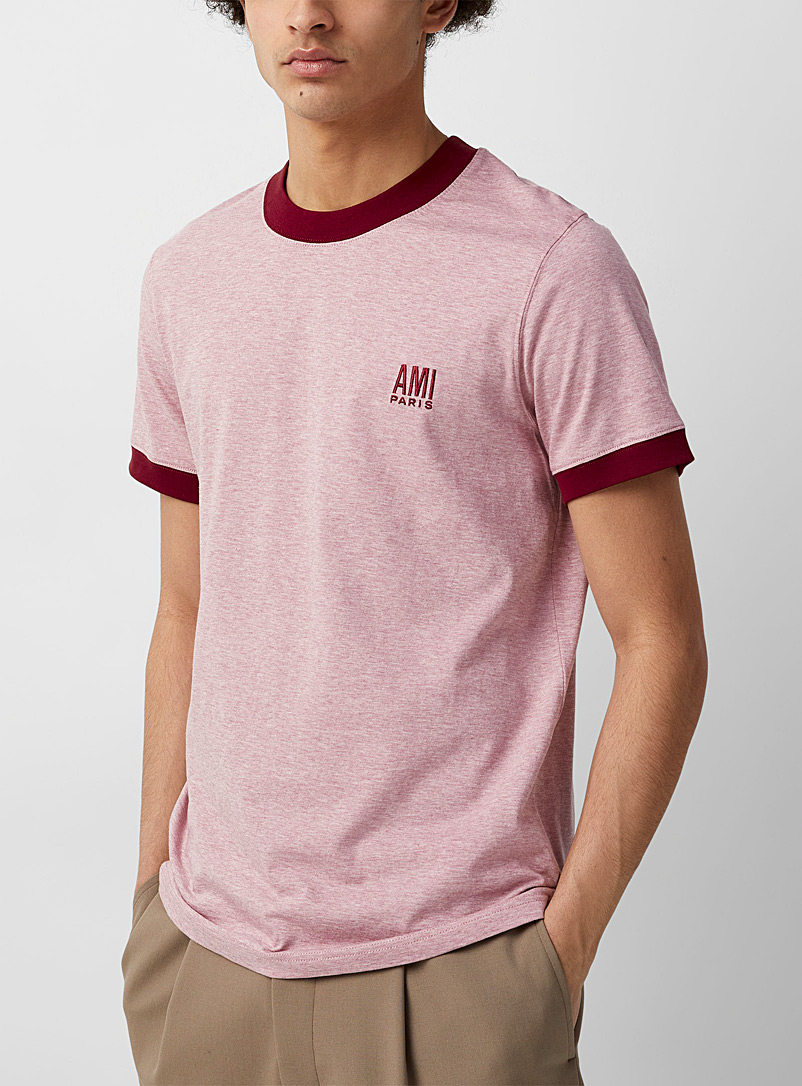 Ami Pink Accent edging heather T-shirt for men
