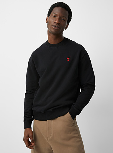 Ami Black Ami de Coeur mini-logo black sweatshirt for men
