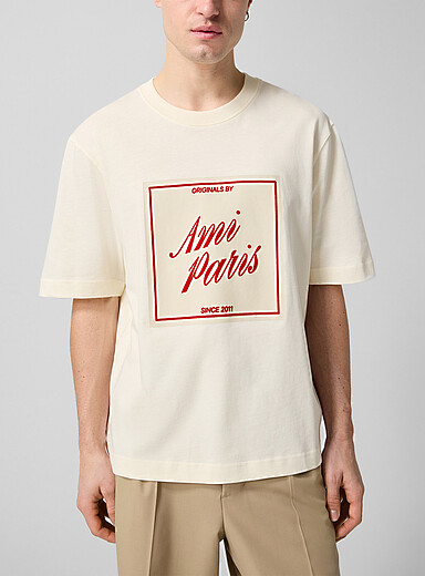 Le t-shirt logo carr&eacute; velout&eacute;
