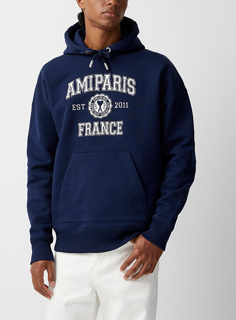 Ami Marine Blue Athletic logo hoodie for men