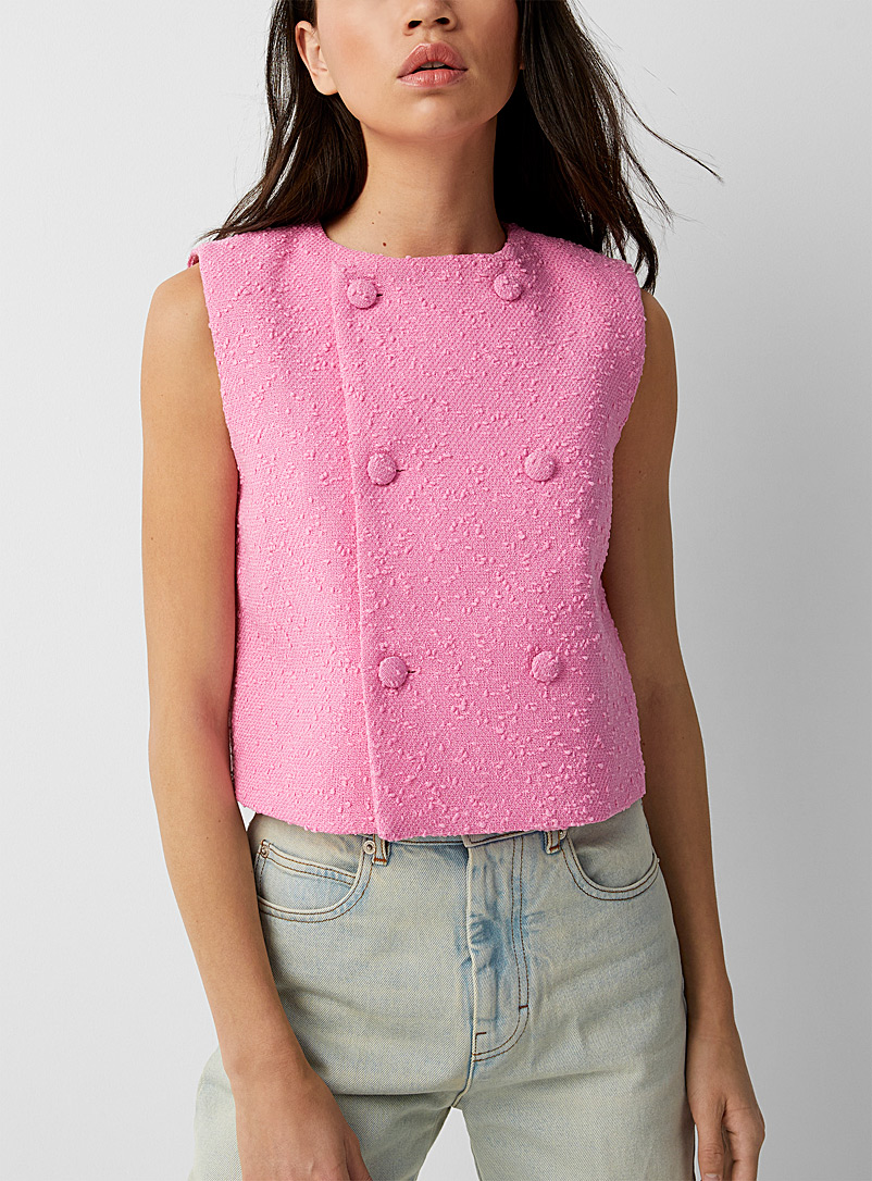 Ami Pink Double-breasted bouclé top for women