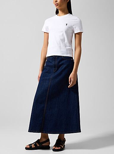 Denim midi skirt
