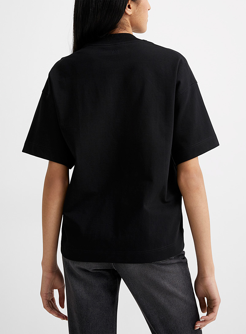 Ami: Le t-shirt Ami de Cœur logo lycra Noir pour femme