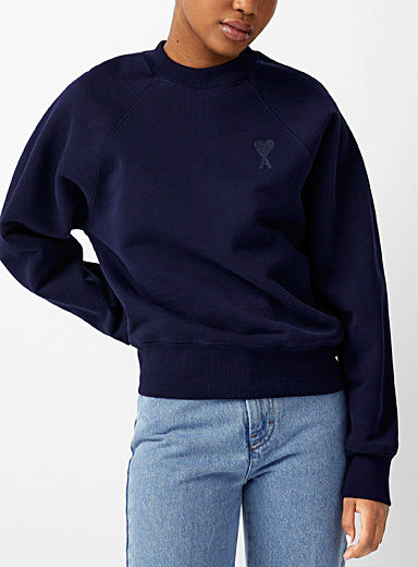 Ami Marine Blue Ami de Coeur sweatshirt for women