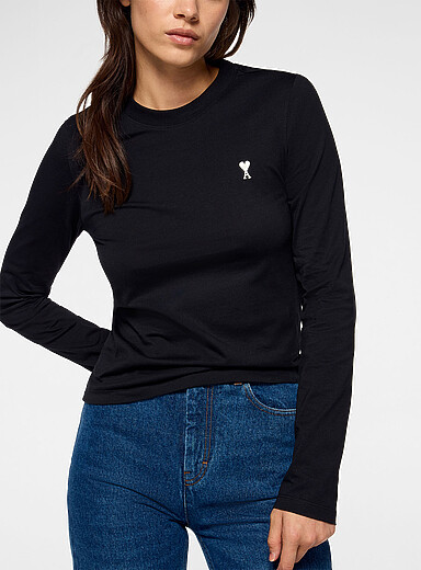 Ami Black Ami de Coeur pure cotton T-shirt for women