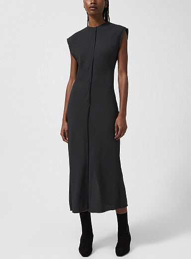 Ami Oxford Fluid crepe raw finish dress for women