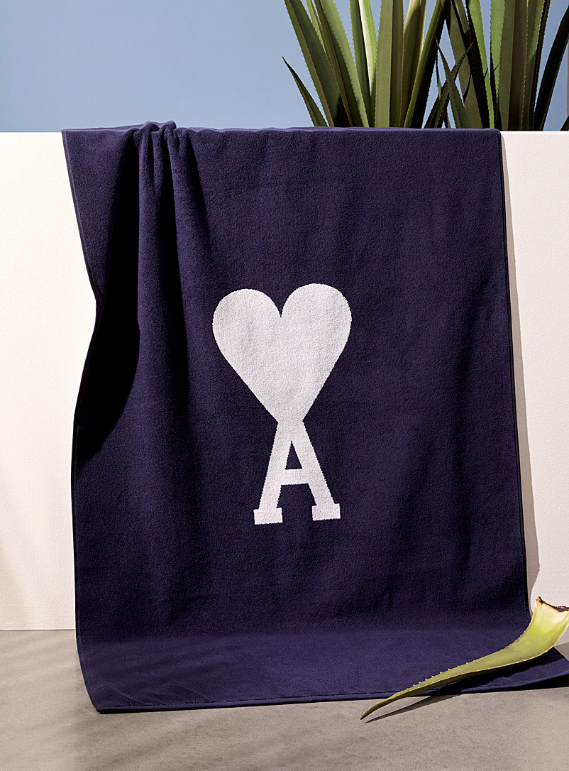 Ami Marine Blue Ami de Cœur logo beach towel for men