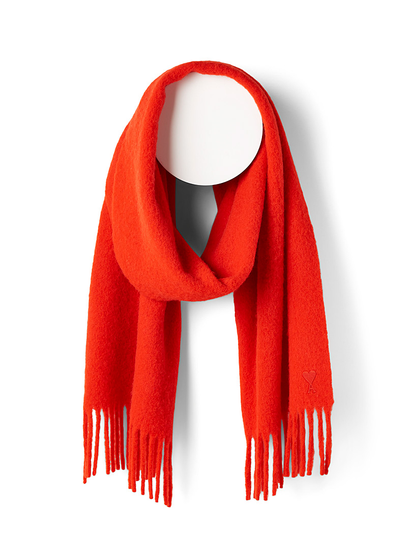 Ami Red Alpaga oversized scarf for women
