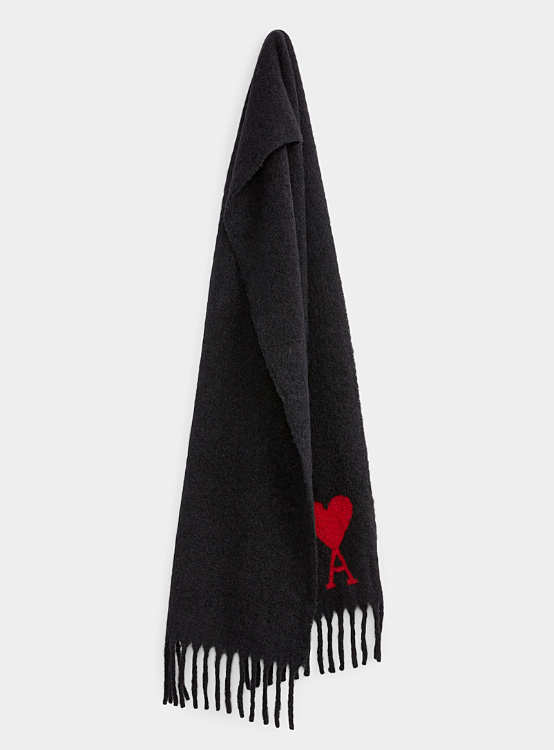 Ami Black Ami de Coeur alpaca scarf for women