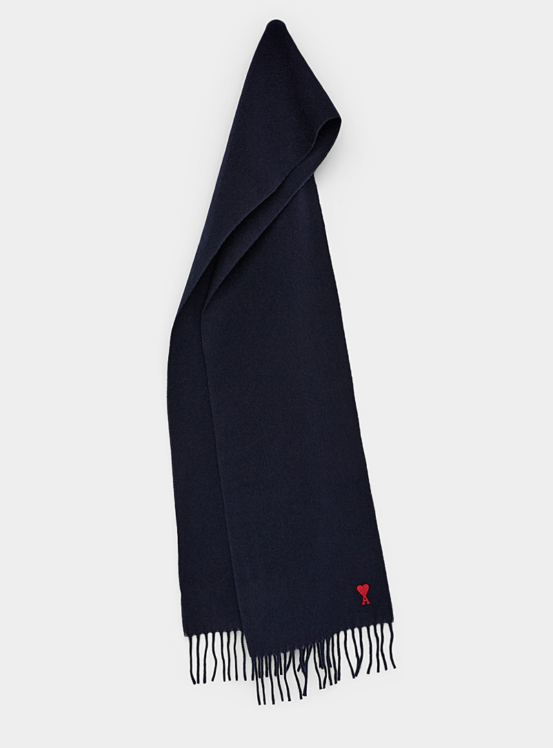 Ami Indigo/Dark Blue Pure wool signature scarf for women
