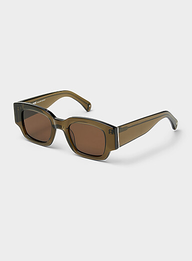 Ami: Les lunettes de soleil rectangulaires Noir &agrave; motifs pour femme