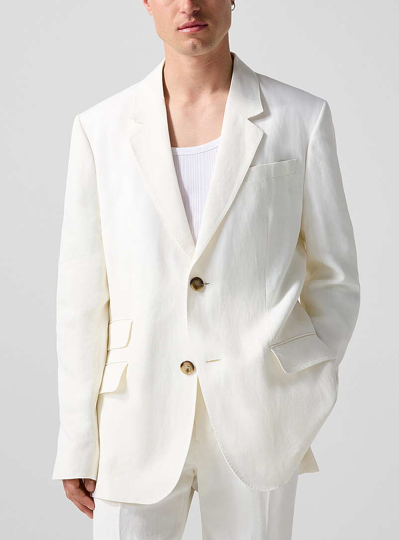 Off-White Linen-Blend Suit Jacket