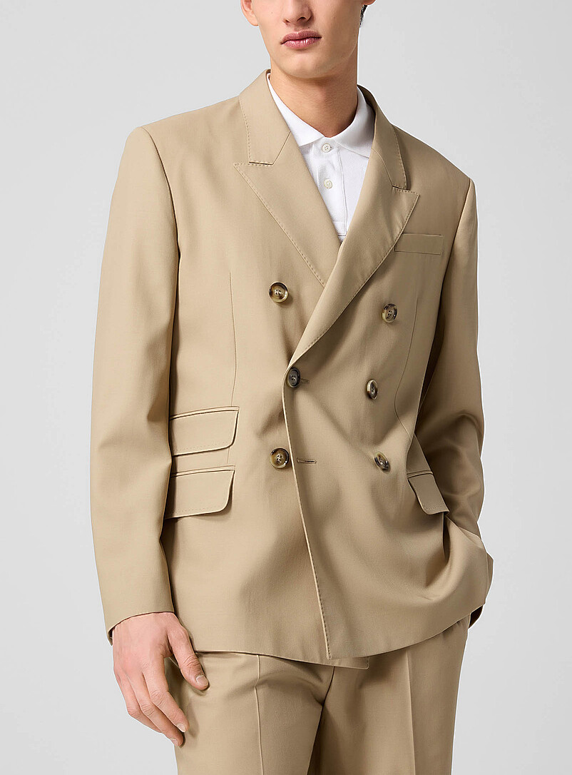 Double-Breasted Virgin Wool Suit Jacket