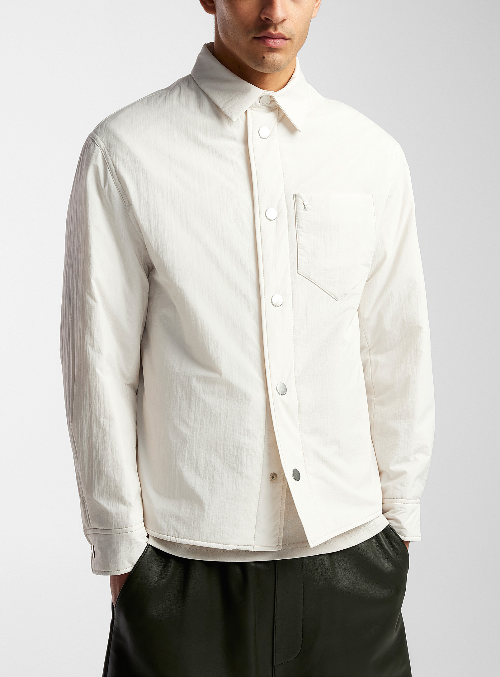 Ami Alexandre Mattiussi Cream Lightweight Nylon Jacket In Off White