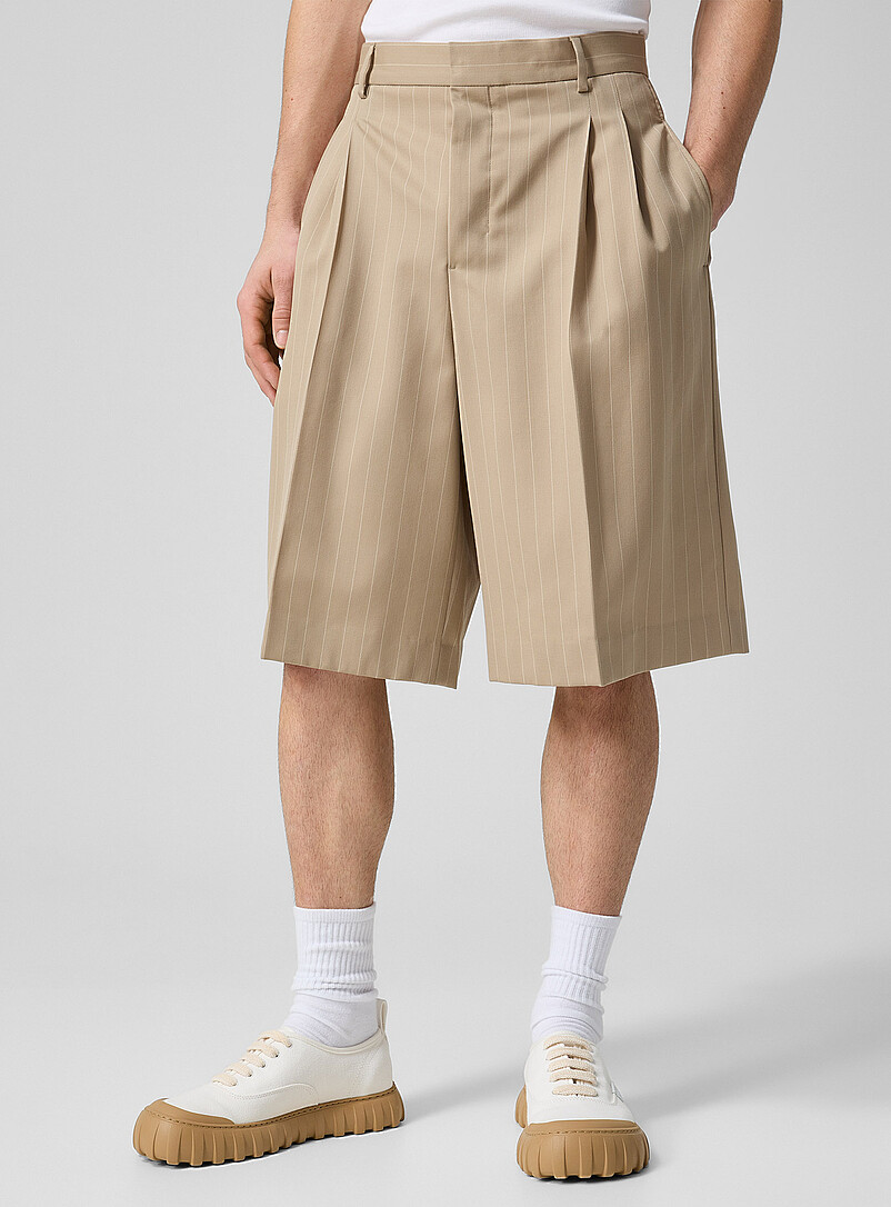 Banker stripes pleated pure wool Bermuda short product image 2