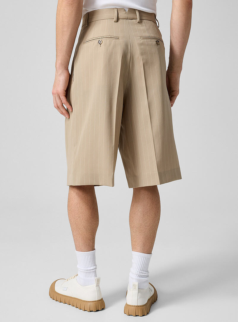 Banker stripes pleated pure wool Bermuda short product image 3
