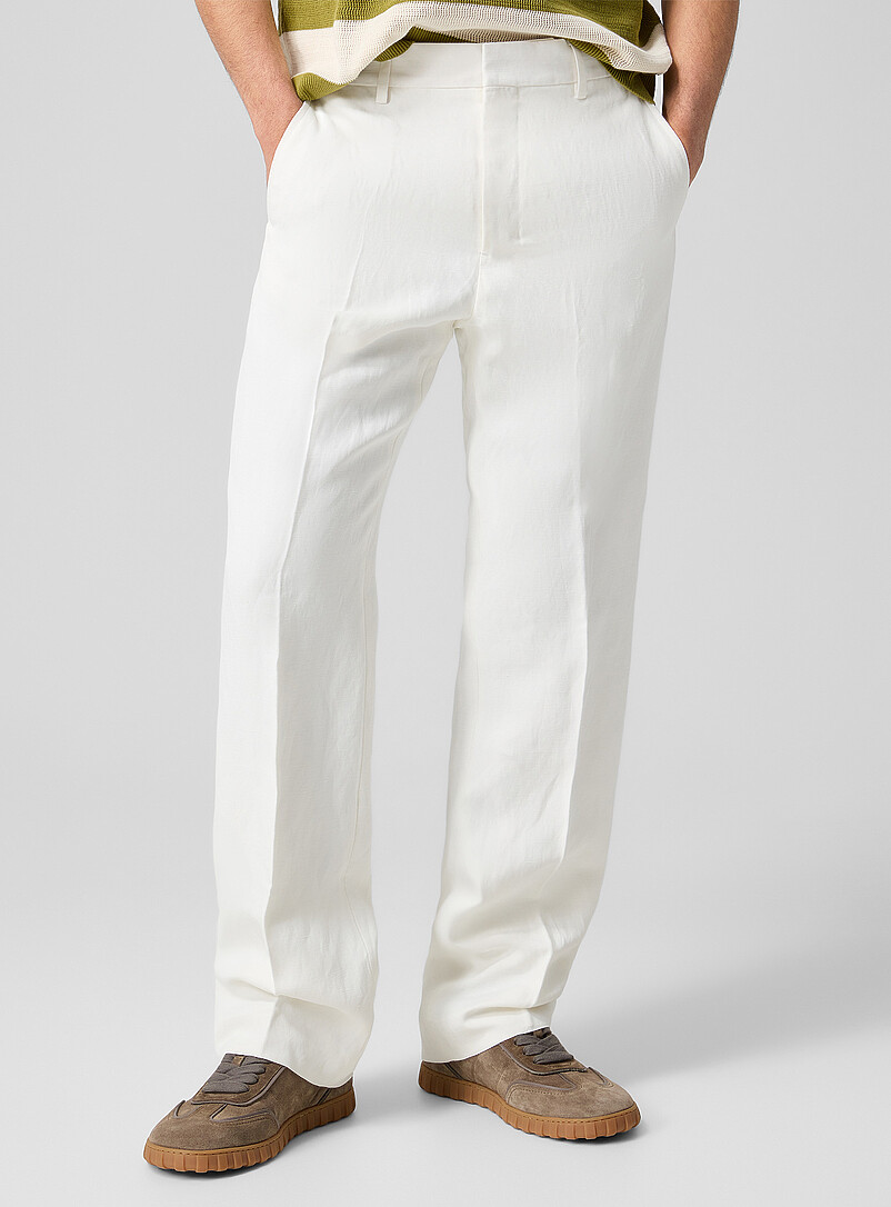 Linen-blend pleated straight-leg jean product image 2
