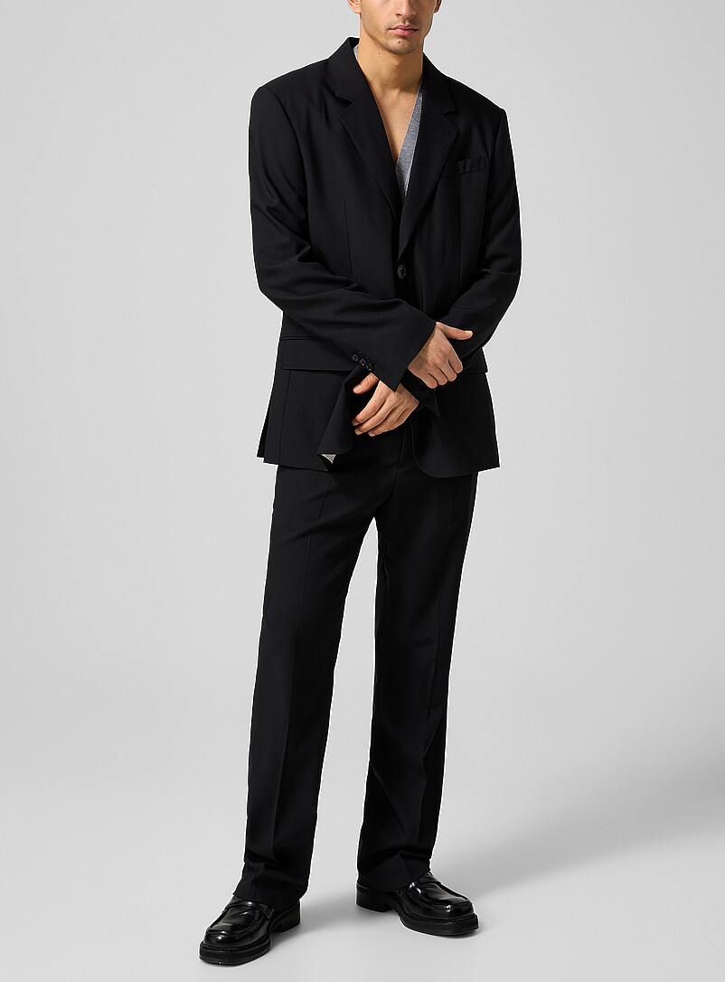 Black Pure Virgin Wool Straight-Leg Pant