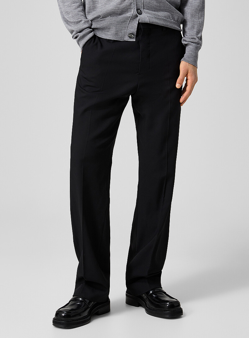 Black pure virgin wool straight-leg pant product image 2