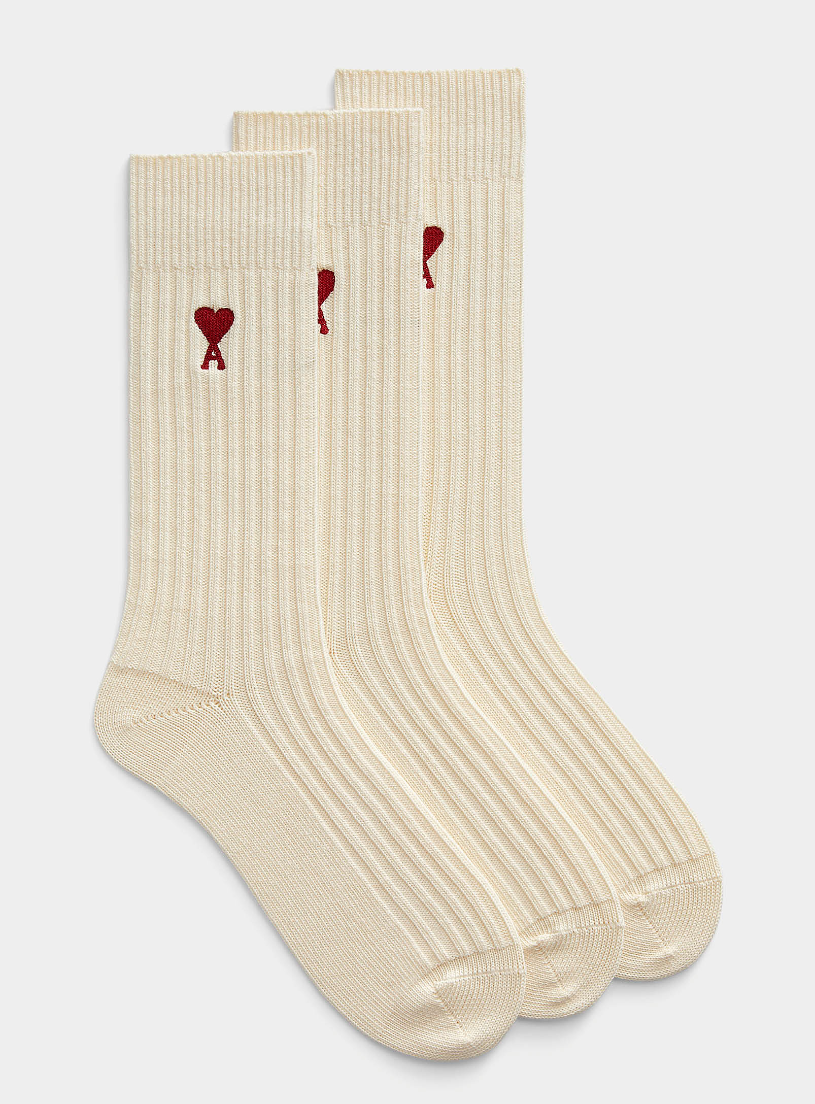Ami Alexandre Mattiussi Ami Socks Set Of 3 In Off White