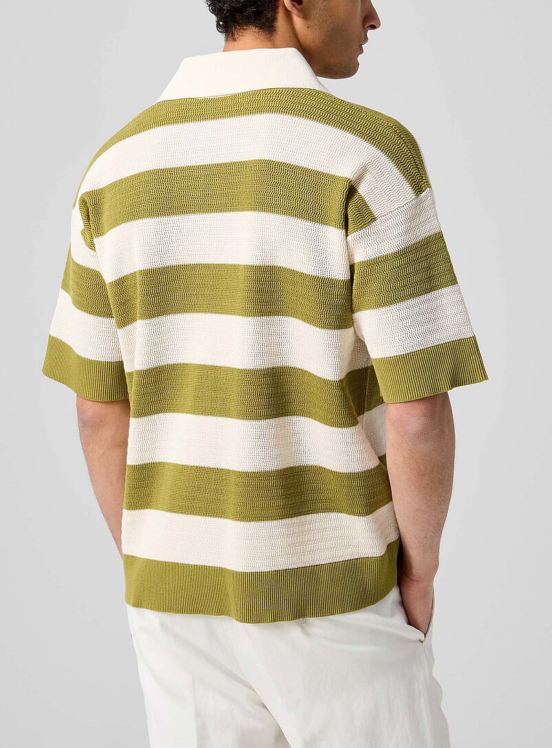 Crocheted logo block stripes polo shirt product image 3