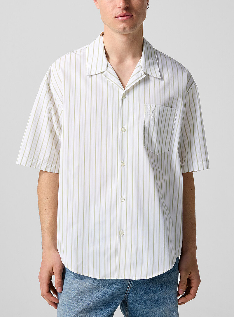Striped cabana shirt with embossed logo product image (primary)
