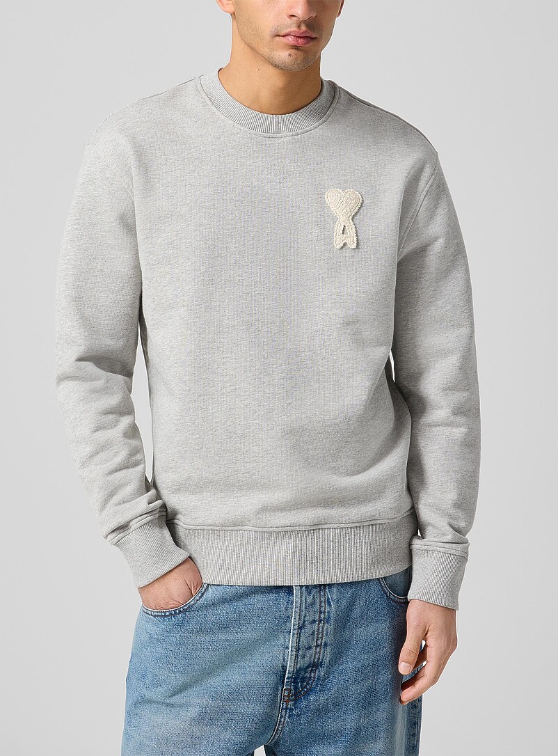 Crocheted Logo Heathered Sweatshirt