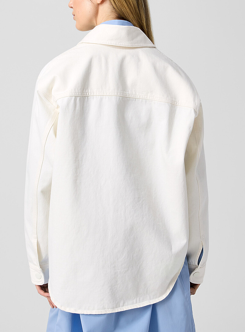Crocheted logo ivory denim overshirt product image 3
