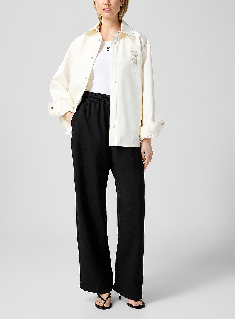 Elastic waist linen-blend pant product image (primary)