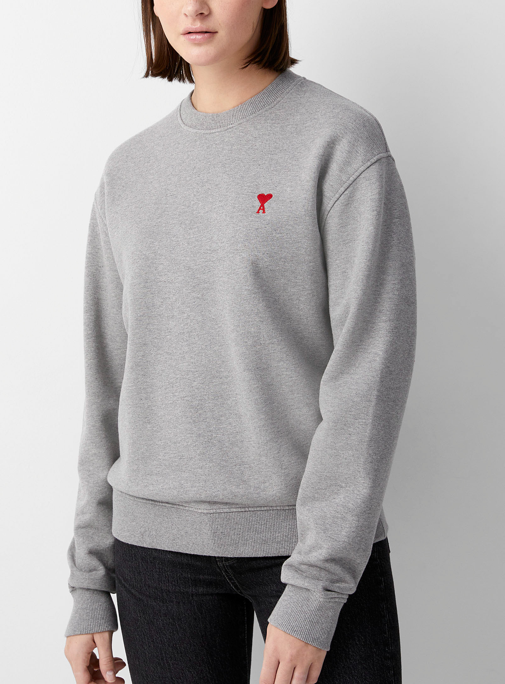 Shop Ami Alexandre Mattiussi Ami De Coeur Sweatshirt In Grey