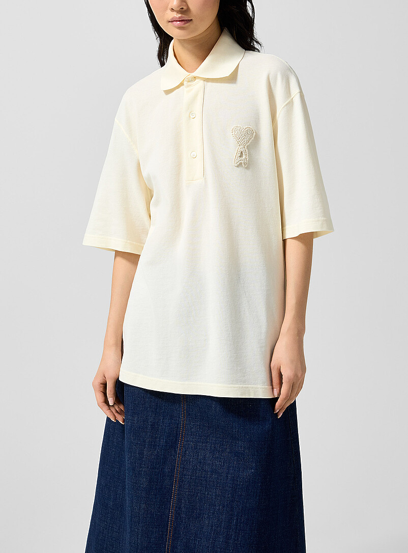 Textured logo loose polo shirt product image (primary)