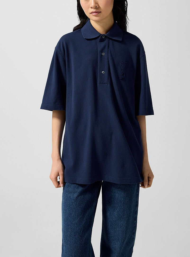 Textured Logo Loose Polo Shirt