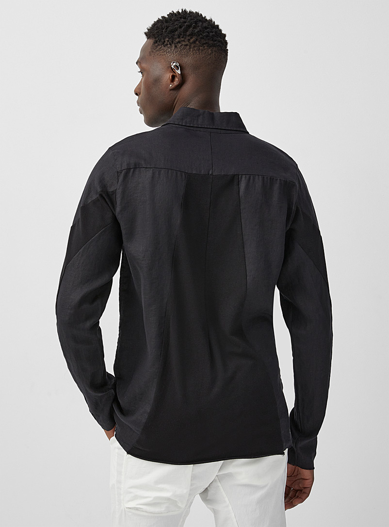 Thom/krom Black Linen-like monochrome shirt for men