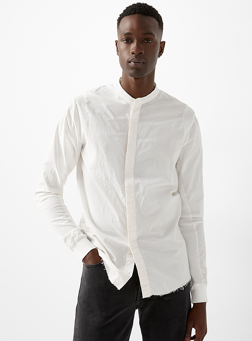 Thom/krom: La chemise matière fusion Ivoire blanc os pour homme