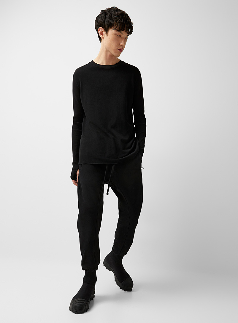Thom/krom: Le jogger molleton poches nylon Noir pour homme