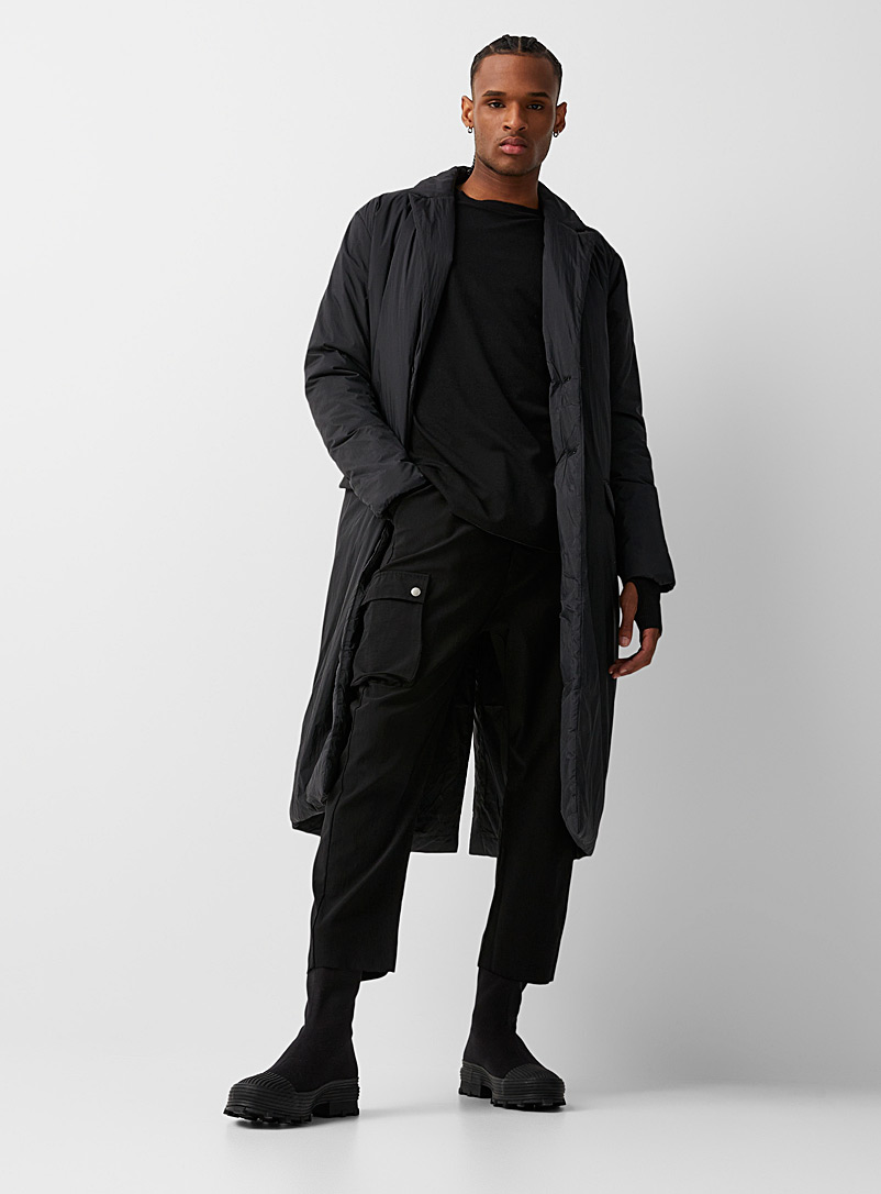 Thom/krom Black Cropped cargo joggers for men