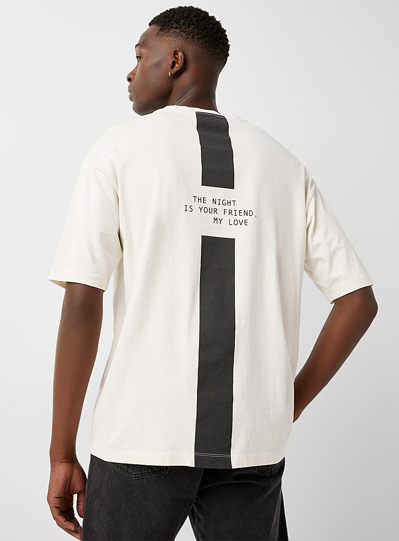 Thom/krom: Le t-shirt dos imprimé Ivoire blanc os pour homme