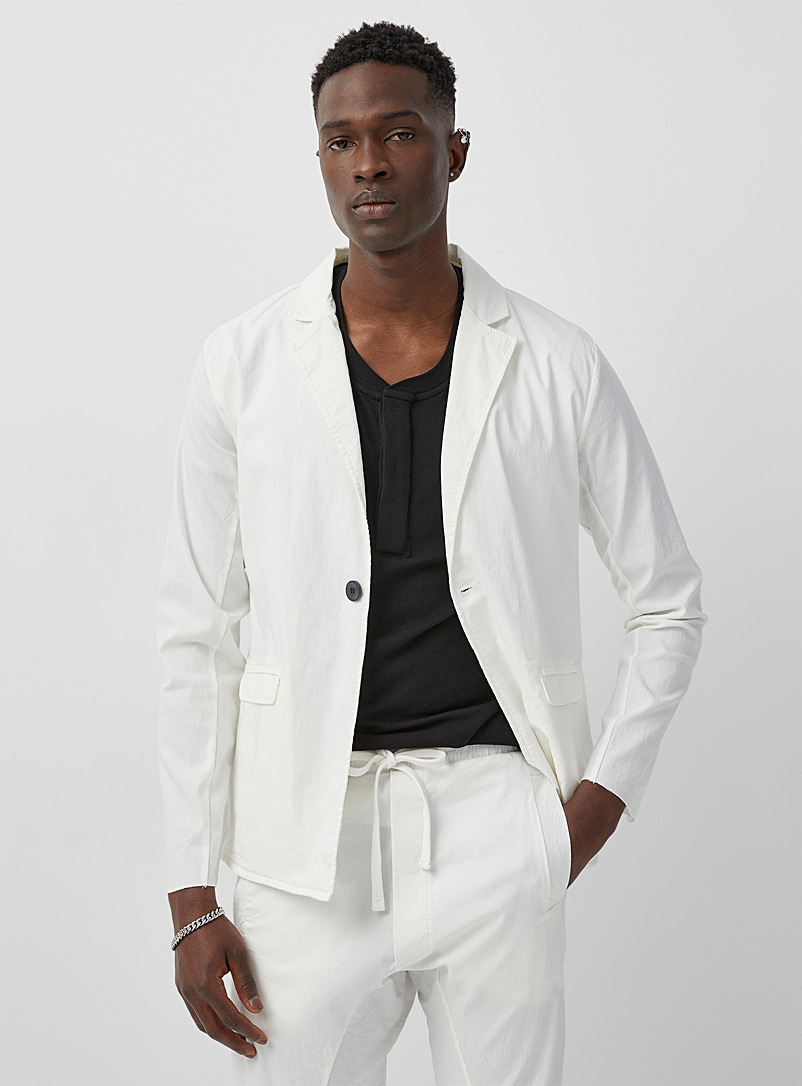 Thom/krom Ivory White White linen-blend jacket for men