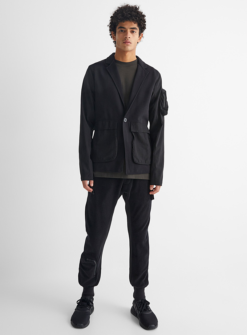 Thom/krom Black Mixed-media cargo jacket Semi-slim fit for men