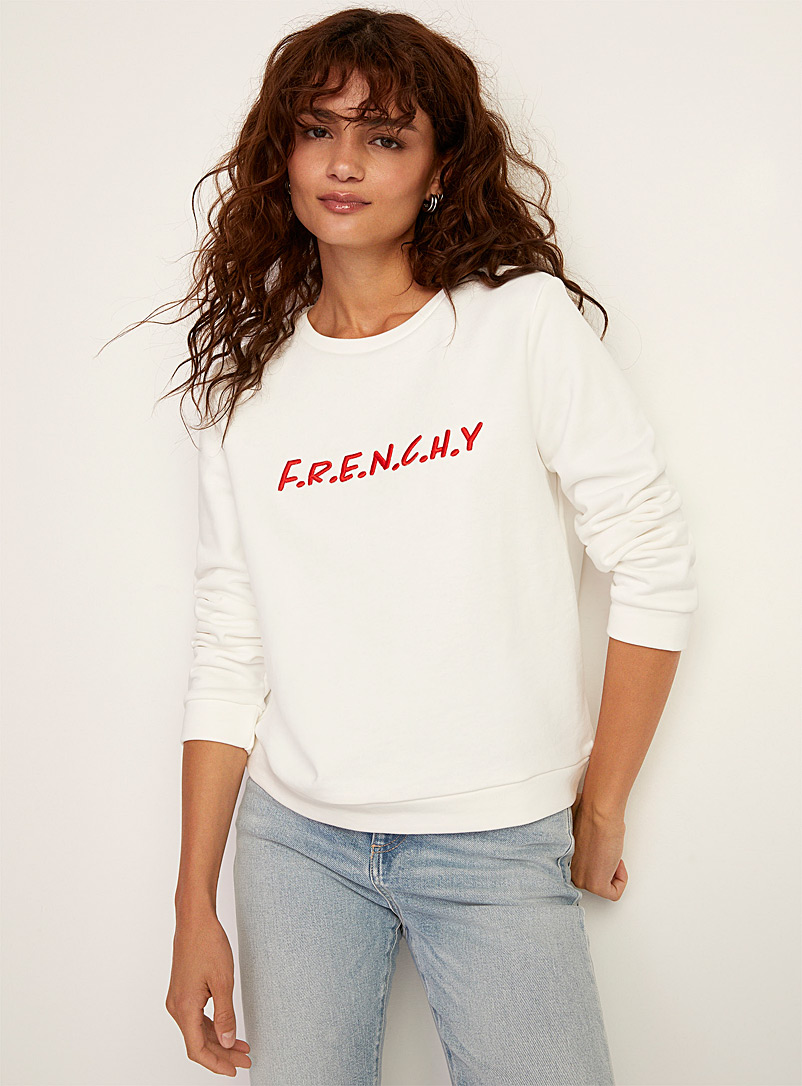 Icône White Frenchy contrasting embroidery white sweatshirt for women