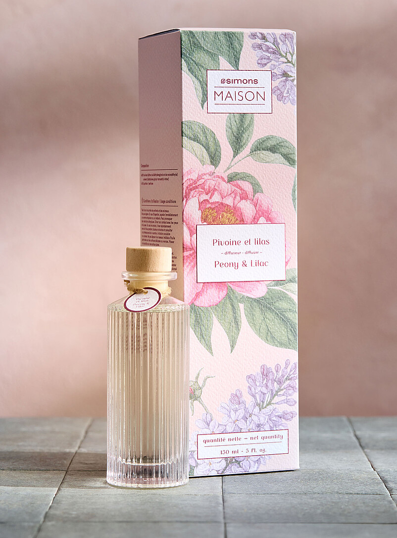 Peony and lilac grooved reed diffuser product image 2